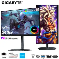 GIGABYTE - Monitor 27 MO27Q2 2K QHD OLED 240hz 0.03ms, Pivote, 10 BITS, FreeSync Premium Pro