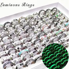 GENERICO - SET DE 50 ANILLOS QUE BRILLAN EN LA OSCURIDAD UNISEX