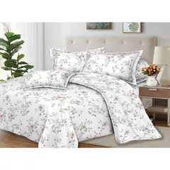 PENTHA - Juego de Sábanas 100% Suave Algodón 2Plazas 4 Piezas 2000 Hilos Jardin Blanco