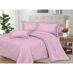 PENTHA - Juego de Sábanas 100% Suave Algodón 2Plazas 4 Piezas 2000 Hilos Rosa Floral