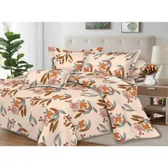 PENTHA - Juego de Sábanas 100% Suave Algodón 2Plazas 4 Piezas 2000 Hilos Floral Terracota