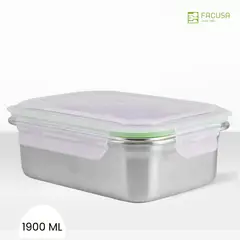 GENERICO - Taper Cybus Click Rectangula Acero Inoxidable Hermético 1900 ml