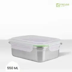 GENERICO - Taper Cybus Click Rectangula Acero Inoxidable Hermético 550 ml