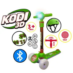 GENERICO - SCOOTER CON BLUETOOTH PARA NIÑOS MUSICAL KODI 3D VERDE