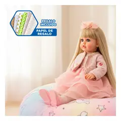 GENERICO - Muñeca Yessy con Vestido Elegante Chompa Suave y Vincha en Rosado Y+Papel Regalo
