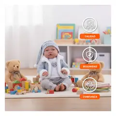 GENERICO - Muneca Kiki Baby con Chompa Polo Pantalon y Gorro de Color Celeste 42cm
