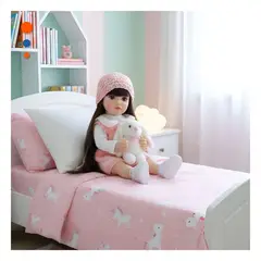 GENERICO - Muñeca Infantil Real Inteligente con Ropa Tejida y Detalles Rosados 55cm Y+Ligas Regalo