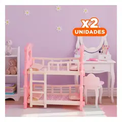 GENERICO - Pack2 Camarote de juguete para Muñeca con Diseño Moderno de Color Rosado Y+Regalo Sticker