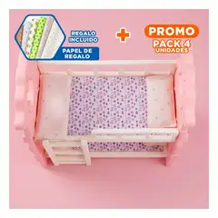 GENERICO - Pack4 Cama rosada para Muñeca con Doble Nivel y Diseño encantador Y+Papel Regalo