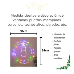 GENERICO - Luces de Navidad Led, Circular Doble Aro, Multicolor 34 cm para Ventanas, Puertas, Mamparas