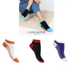 LANCASTER - PACK X4 MEDIAS ALGODÓN LÍNEAS VERTICALES EN PLANTA MUJER