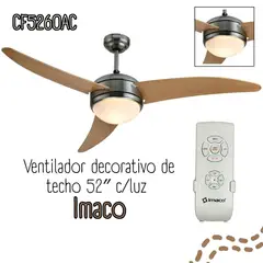 IMACO - Ventilador de techo 52 con luz y control remoto CF5260AC