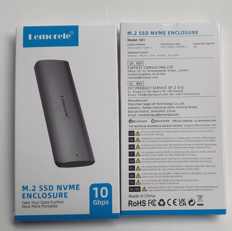 ADAPTADOR LEMORELE M.2 SSD NVME ENCLOSURE 10 GBPS USB 3.2 GEN2 TYPE C COLOR GRIS