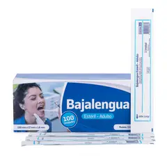 GENERICO - Baja Lengua de Madera Estéril para Adulto CAJA 100 UND