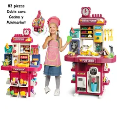 GENERICO - Nuevo Supermercadode doble cara 2 en 1 con cajero de mesa 83pz