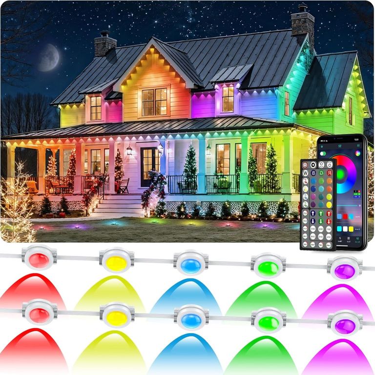 Luces LED Exterior RGB 15m IP67 con App Bluetooth Modo Música y Escenas