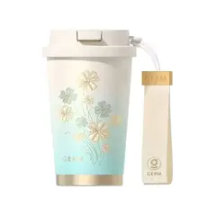 GERM - Vaso Térmico Trébol Celeste 390ml Acero Inoxidable