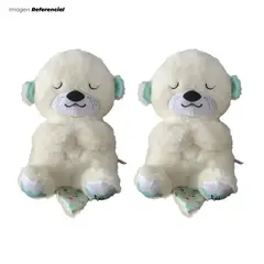 GENERICO - Peluche Nutria Musical Respiracion Sensorial Color Blanco - 02 Unidades