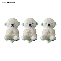 GENERICO - Peluche Nutria Musical Respiracion Sensorial Color Blanco - 03 Unidades