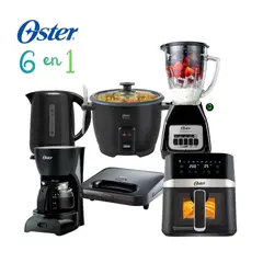 OSTER - Super Combazo de 6 en 1 Licuadora + Hervidor + Arrocera + Sandwichera + Cafetera y Freidora