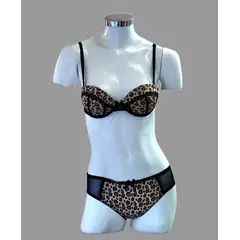 GENERICO - Conjunto Ropa Interior Mujer Elegante 2Pz Sosten y Calzon ANIMALPRINT Talla S DEALCOBA