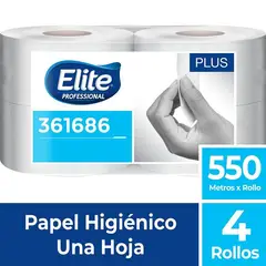 TECNICA - Papel Higiénico Elite Jumbo PLUS Blanco 550 mts Bolsa 1 paquete de 4 unidades