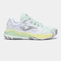 JOMA - Zapatillas Padel Spin Lady 2502 OM Blanco Menta Amarillo