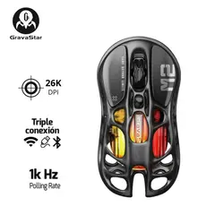 GRAVASTAR - Mouse Mercury M2 Inalámbrico Stealth Black Gamer Ligero y RGB