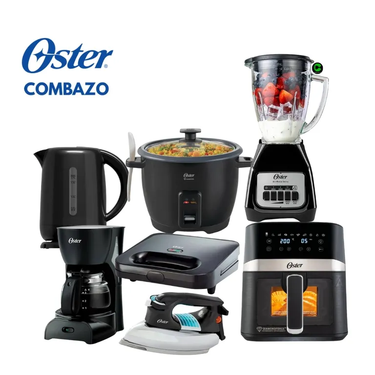 Super Combo de 7 en 1 Licuadora + Hervidor + Arrocera + Sandwichera + Cafetera + Freidora y Plancha