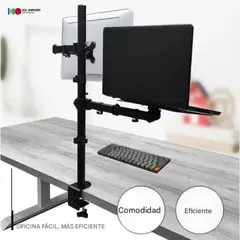 OEM - RACK SOPORTE DE ESCRITORIO PARA 1 MONITOR + PLATAFORMA PARA LAPTOP DE HASTA 17 PULGADAS