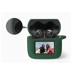 GENERICO - Funda case de silicona + protector de pantalla para audifonos JBL TOUR PRO 3 color verde