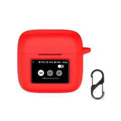 GENERICO - Funda case de silicona + protector de pantalla para audifonos JBL TOUR PRO 3 color rojo