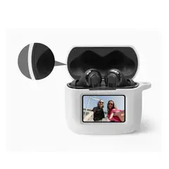 GENERICO - Funda case de silicona + protector de pantalla para audifonos JBL TOUR PRO 3 color blanco