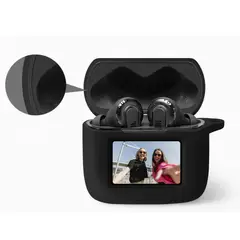 GENERICO - Funda case de silicona + protector de pantalla para audifonos JBL TOUR PRO 3 color negro