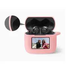 GENERICO - Funda case de silicona + protector de pantalla para audifonos JBL TOUR PRO 3 color rosado