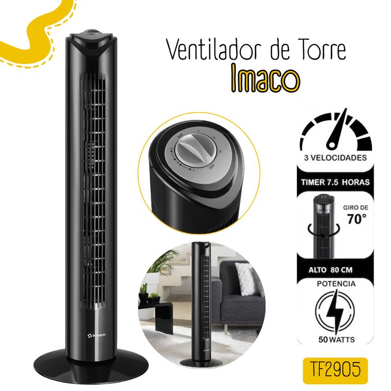 Ventilador de Torre 50watts -Negro