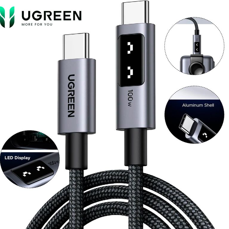 Cable USB-C a USB-C 100W 3m Carga Rápida LED