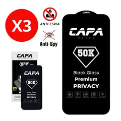 SHIELD - Pack x3 Mica Protector de Pantalla de Vidrio Premium 50K Antiespía para Samsung Galaxy A15
