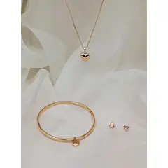 GENERICO - Set Love Oro rosé 24K - Collar Pulsera y Aretes de Acero Inoxidable 316L