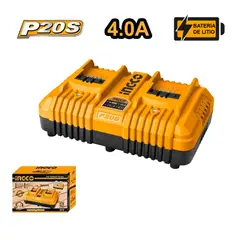 INGCO TOOLS - CARGADOR DOBLE PARA BATERÍA INGCO 20V 40A P20S FCLI2034