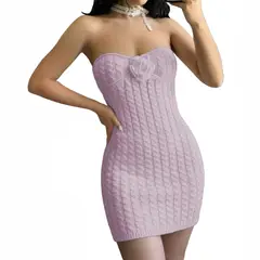 GENERICO - Vestido Tirantes Rosa Ross 359G-26 Hilo Tacto Color Api