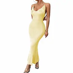 GENERICO - Vestido Tirantes Triple Rosa Ross 359G-26 Hilo Tacto Color Patito