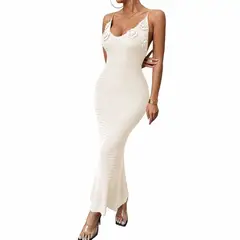 GENERICO - Vestido Tirantes Triple Rosa Ross 359G-26 Hilo Tacto Color Perla