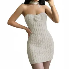 GENERICO - Vestido Tirantes Rosa Ross 359G-26 Hilo Tacto Color Crudo