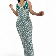 GENERICO - Vestido Arcoiris Material Lad 233G-32 Hilo Tacto Color Verde