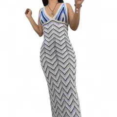 GENERICO - Vestido Arcoiris Material Lad 233G-32 Hilo Tacto Color Celeste