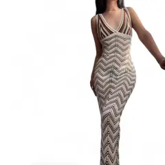 GENERICO - Vestido Arcoiris Material Lad 233G-32 Hilo Tacto Color Marron