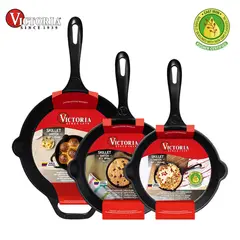 VICTORIA - Set 3 Sartenes Hierro Fundido Curado 16,20,25 cm
