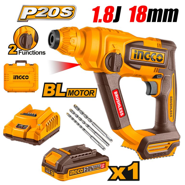 Rotomartillo SDS-Plus Inalambrico CRHLI201881 20V 18J 1Bat x 2Ah Brushless