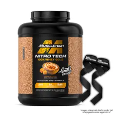 MUSCLETECH - Nitrotech 100 % Whey Gold 5.14 LB Proteina - Dulce de Leche + Straps